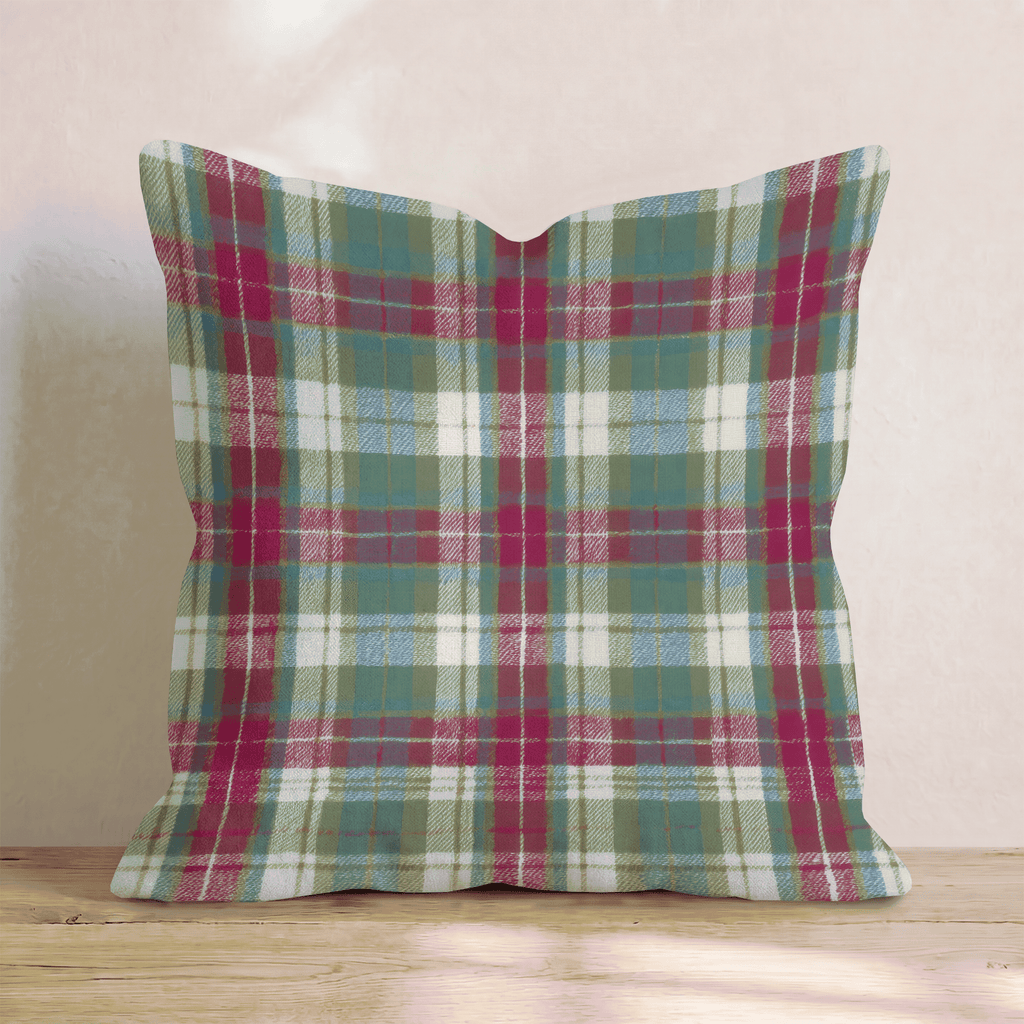 Vintage Christmas Plaid Throw Pillow - Hillcroft Home