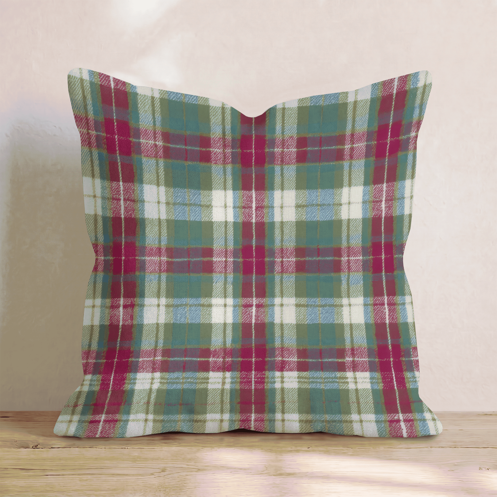 Vintage Christmas Plaid Throw Pillow - Hillcroft Home