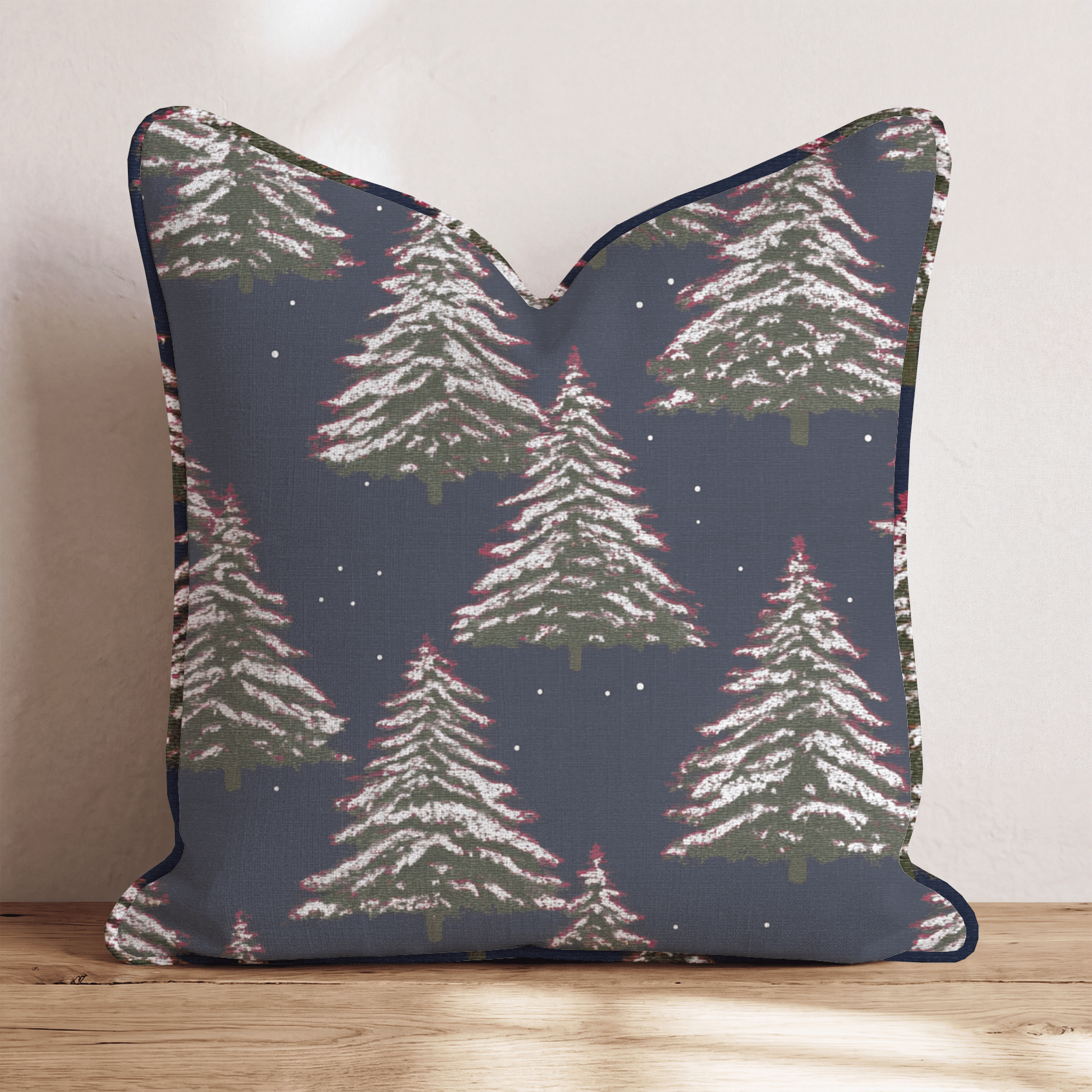 Vintage Christmas Trees Throw Pillow - Hillcroft Home