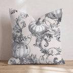 Vintage Etched Toile Pumpkins Throw Pillow - Hillcroft Home
