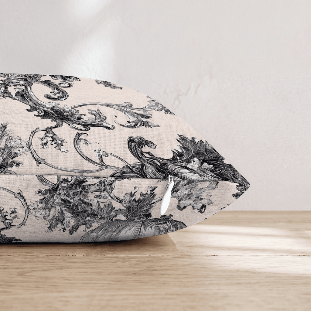 Vintage Etched Toile Pumpkins Throw Pillow - Hillcroft Home