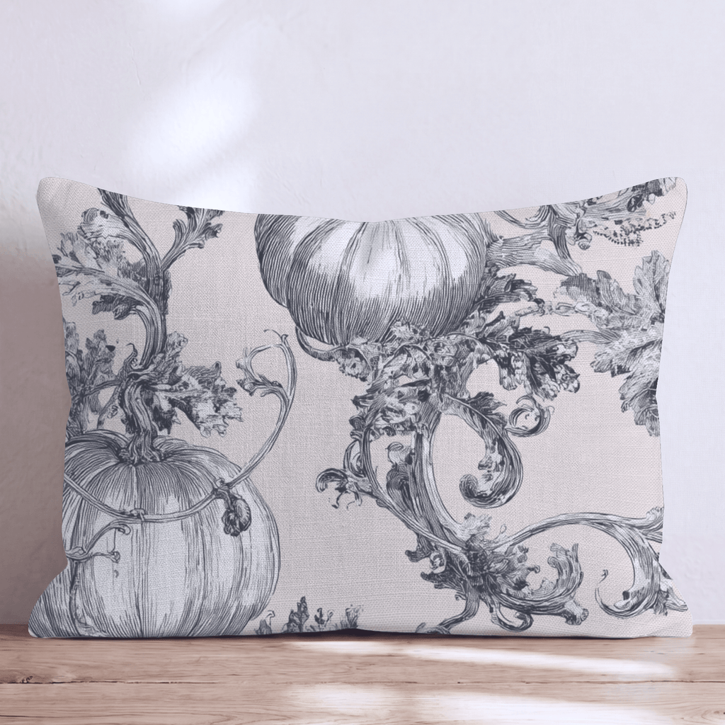 Vintage Etched Toile Pumpkins Throw Pillow - Hillcroft Home