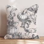 Vintage Etched Toile Pumpkins Throw Pillow - Hillcroft Home
