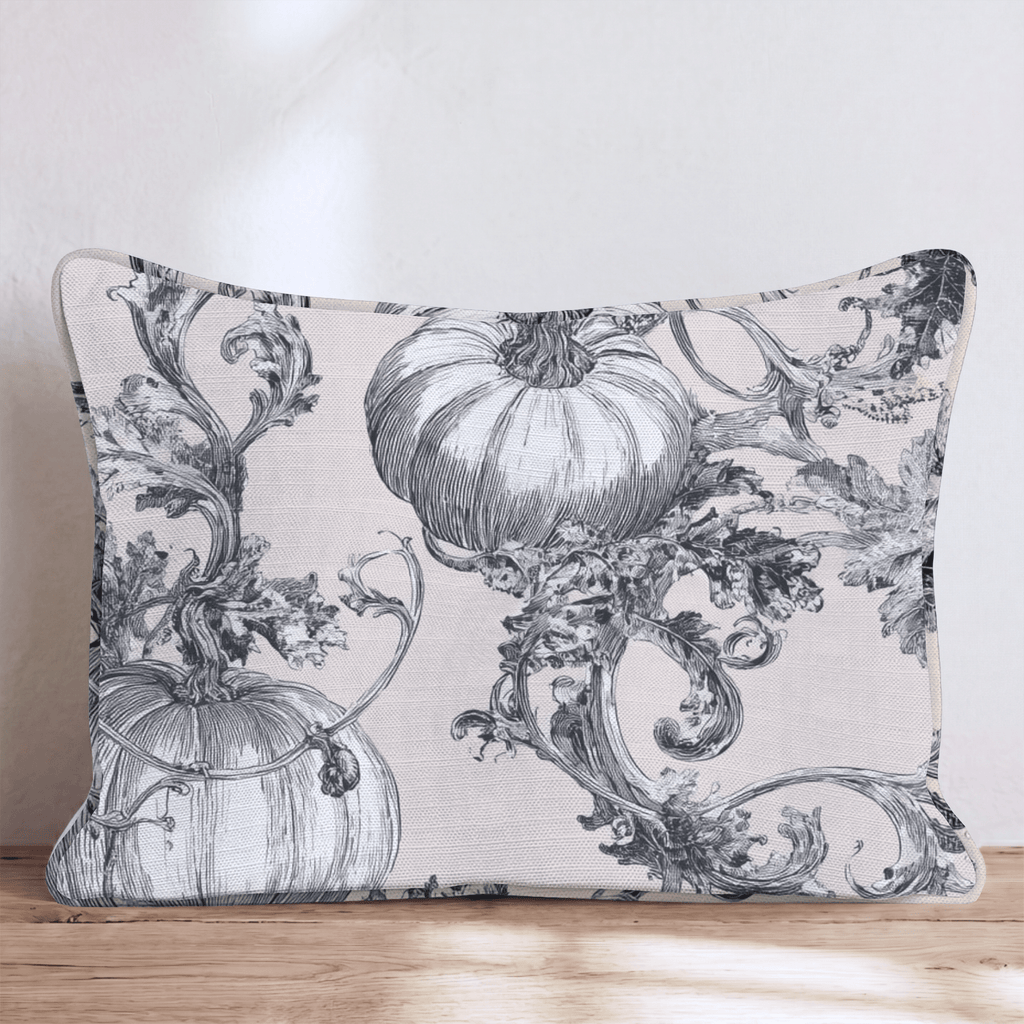 Vintage Etched Toile Pumpkins Throw Pillow - Hillcroft Home