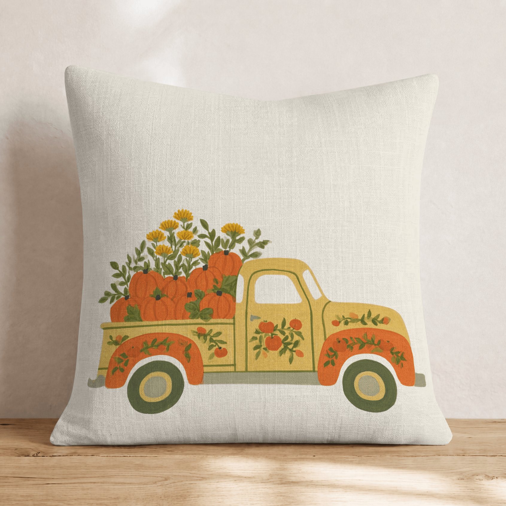 Vintage Fall Truck Throw Pillow - Hillcroft Home