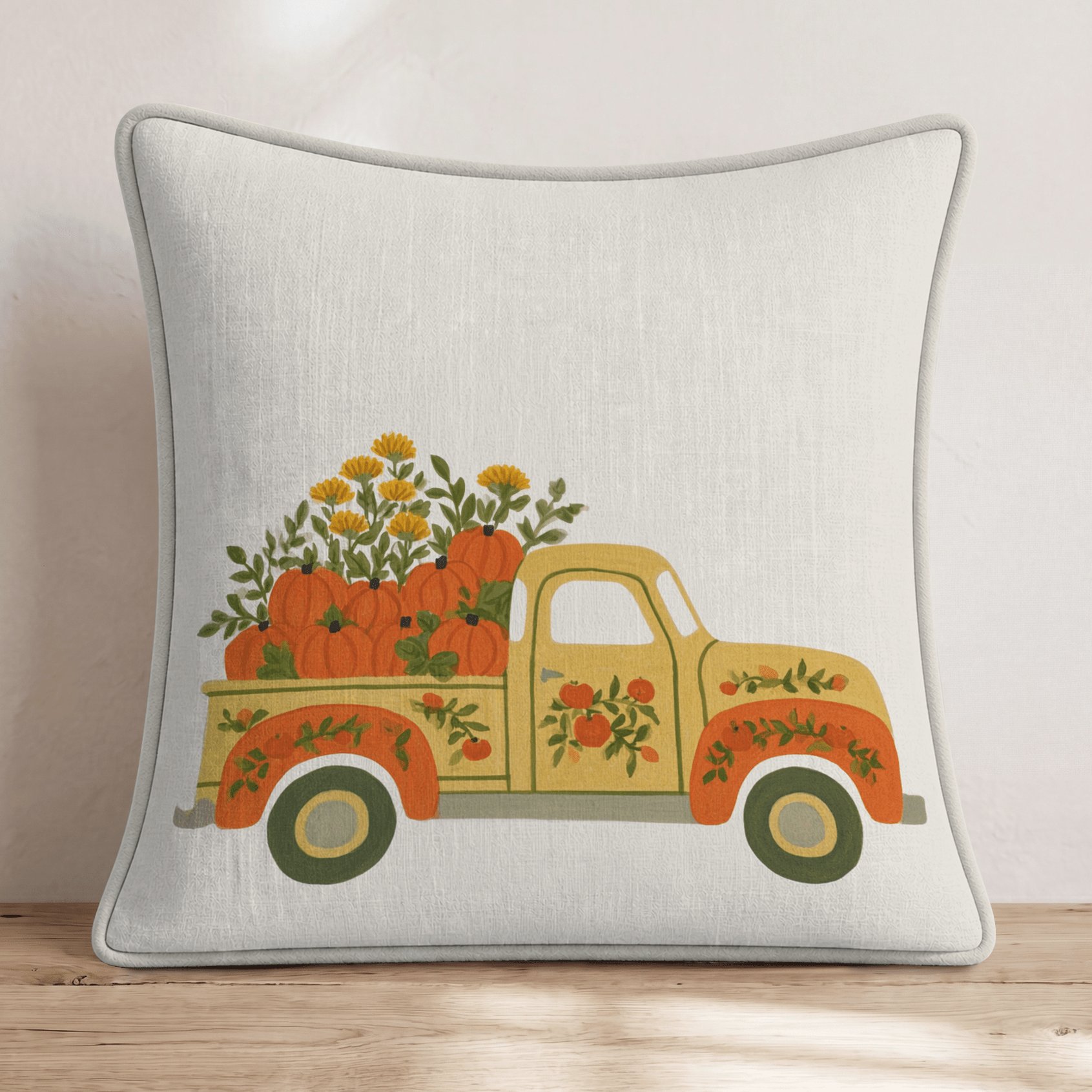 Vintage Fall Truck Throw Pillow - Hillcroft Home