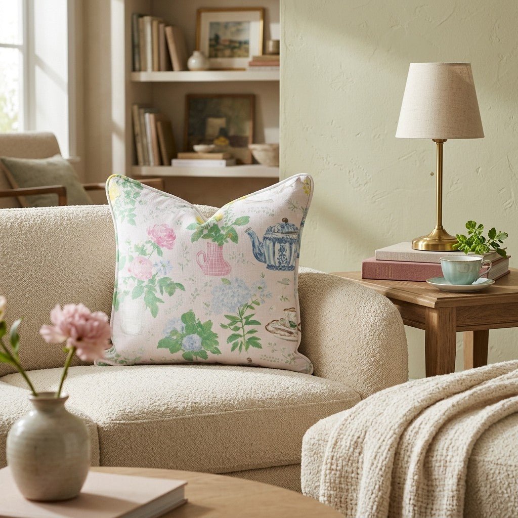 Vintage French Tea Throw Pillow - Hillcroft Home