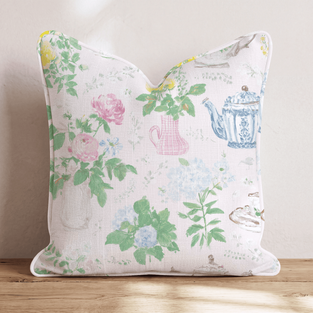 Vintage French Tea Throw Pillow - Hillcroft Home