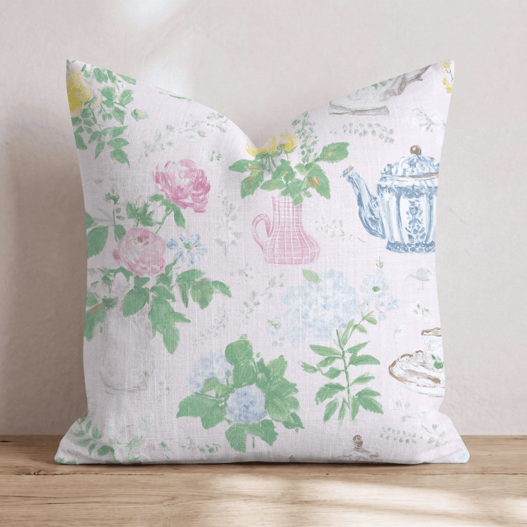 Vintage French Tea Throw Pillow - Hillcroft Home