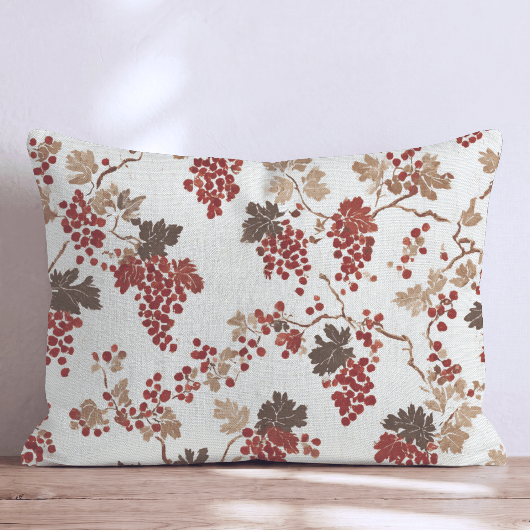 Vintage Grape Harvest Vine Throw Pillow - Hillcroft Home