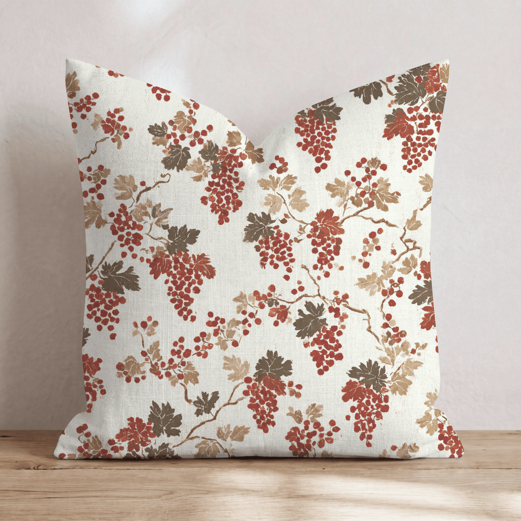 Vintage Grape Harvest Vine Throw Pillow - Hillcroft Home