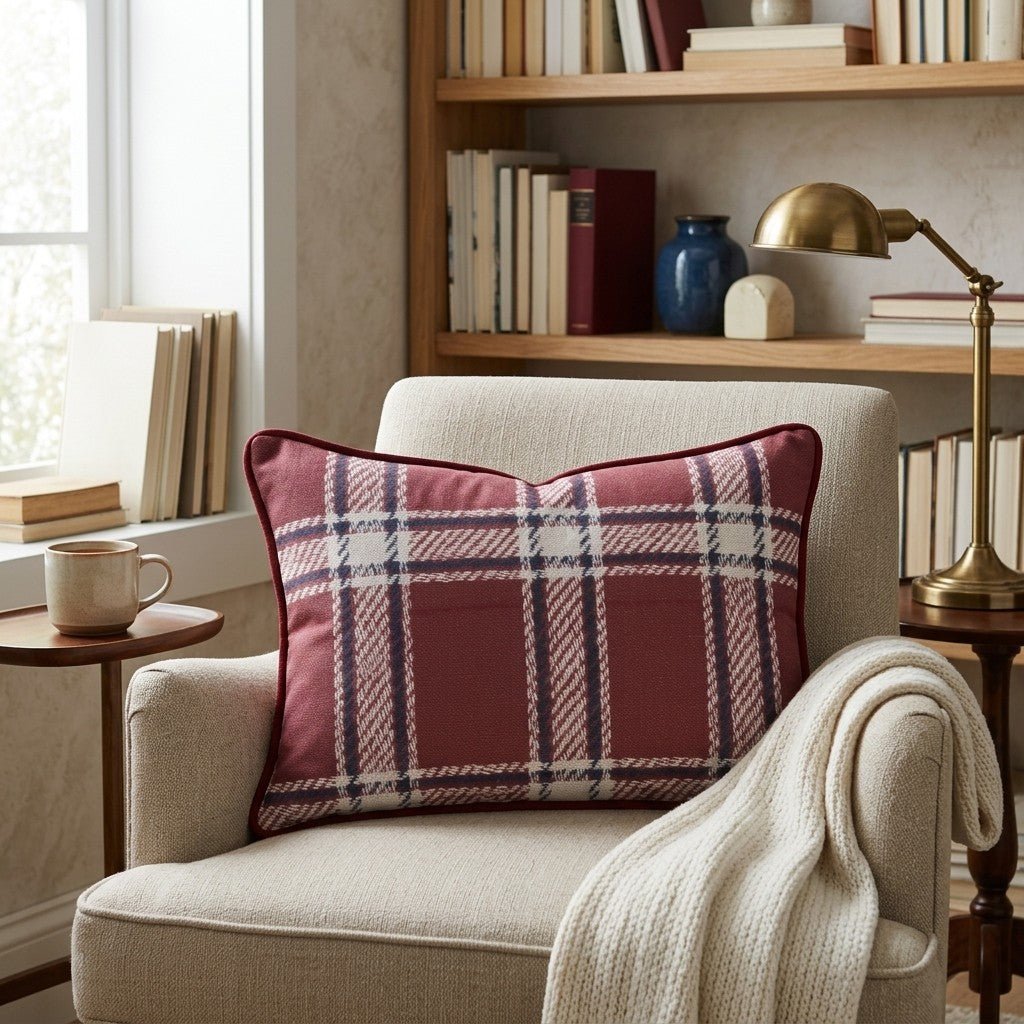 Vintage Holiday Plaid Throw Pillow - Hillcroft Home