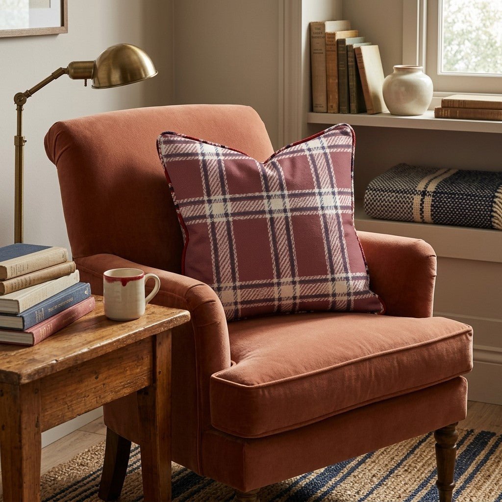Vintage Holiday Plaid Throw Pillow - Hillcroft Home
