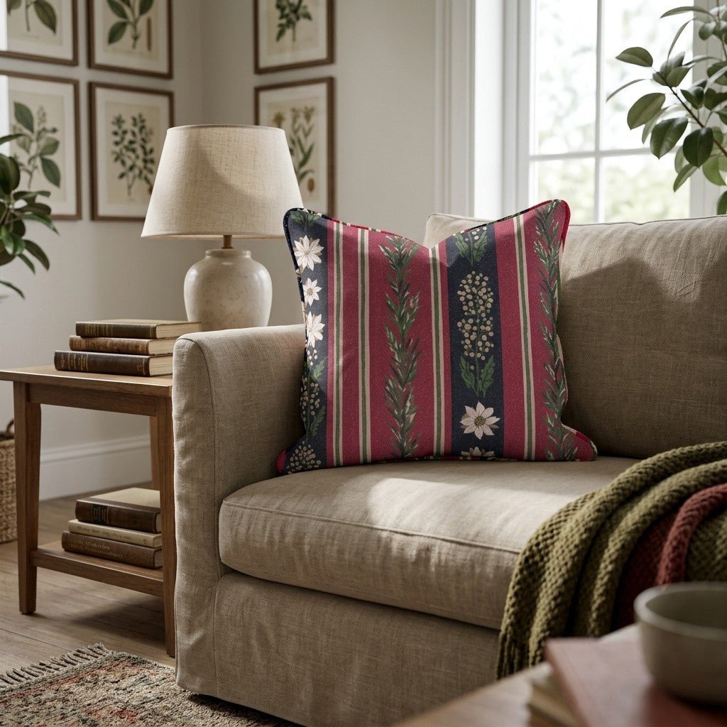 Vintage Jolly Stripes Throw Pillow - Hillcroft Home