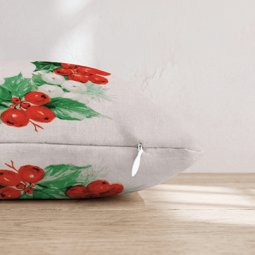 Vintage Mistletoe Berry Wreath Throw Pillow - Hillcroft Home