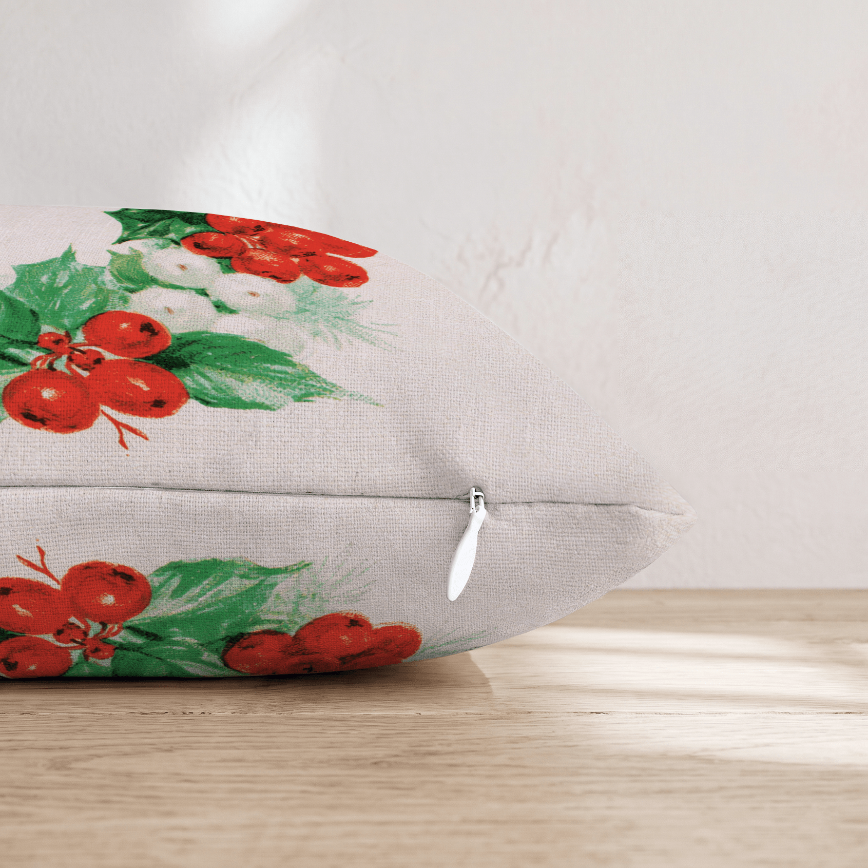 Vintage Mistletoe Berry Wreath Throw Pillow - Hillcroft Home