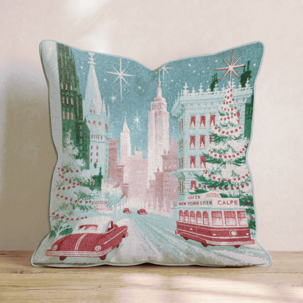 Vintage NYC Trolley Throw Pillow - Hillcroft Home