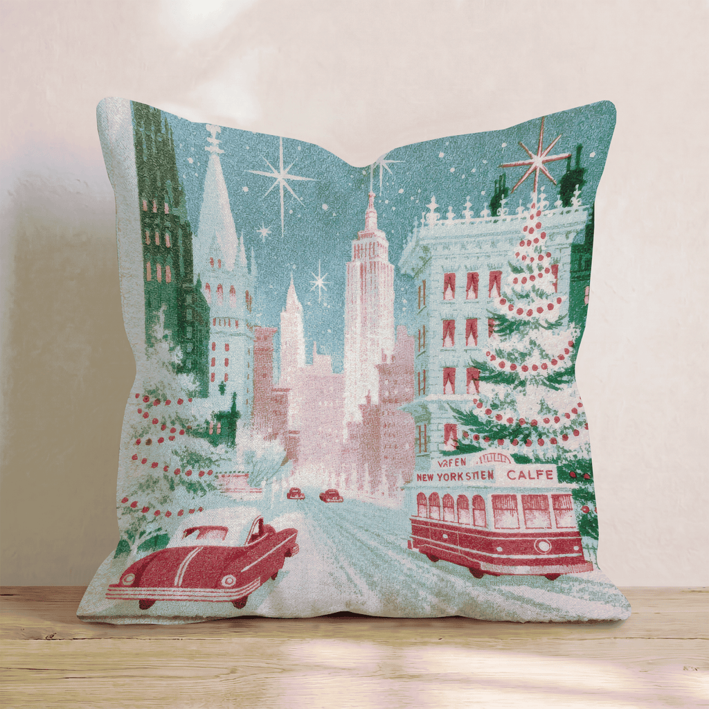 Vintage NYC Trolley Throw Pillow - Hillcroft Home