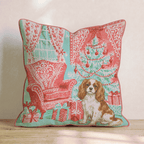 Vintage Parlor Cavalier King Charles Spaniel Throw Pillow - Hillcroft Home