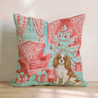 Vintage Parlor Cavalier King Charles Spaniel Throw Pillow - Hillcroft Home