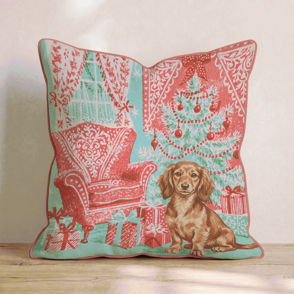 Vintage Parlor Dachshund Throw Pillow - Hillcroft Home