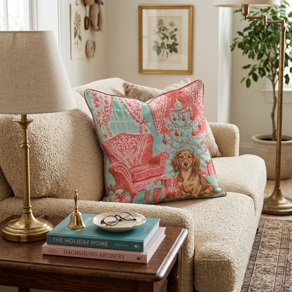 Vintage Parlor Dachshund Throw Pillow - Hillcroft Home