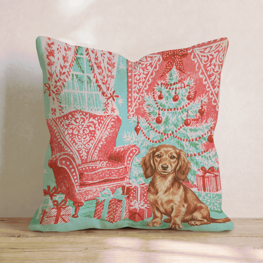Vintage Parlor Dachshund Throw Pillow - Hillcroft Home