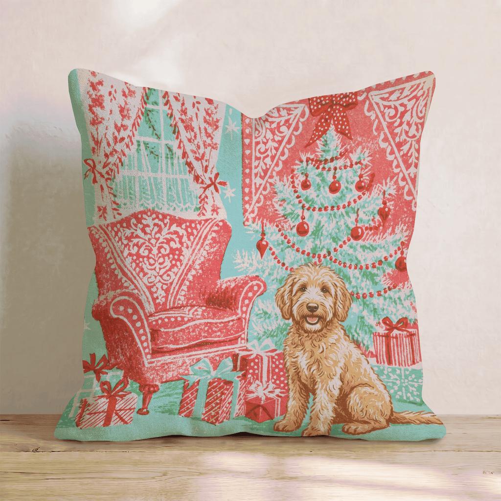 Vintage Parlor Labradoodle Throw Pillow - Hillcroft Home