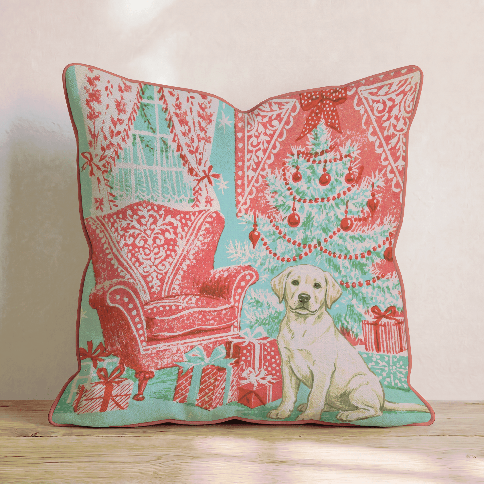 Vintage Parlor Labrador Retriever Throw Pillow - Hillcroft Home