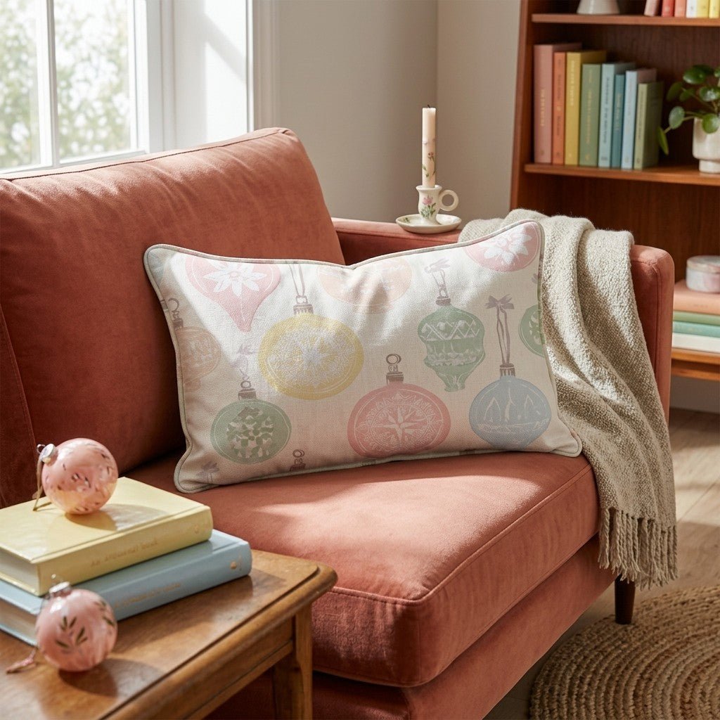 Vintage Pastel Ornaments Throw Pillow - Hillcroft Home