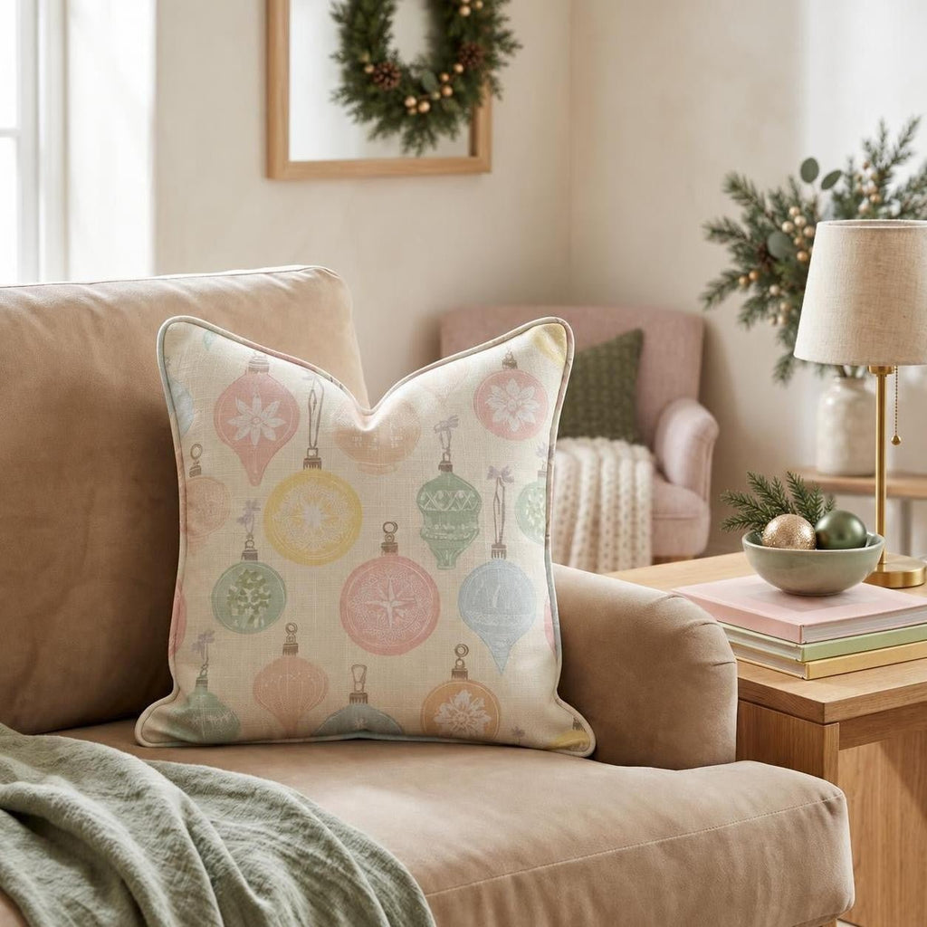 Vintage Pastel Ornaments Throw Pillow throw pillow - Hillcroft Home