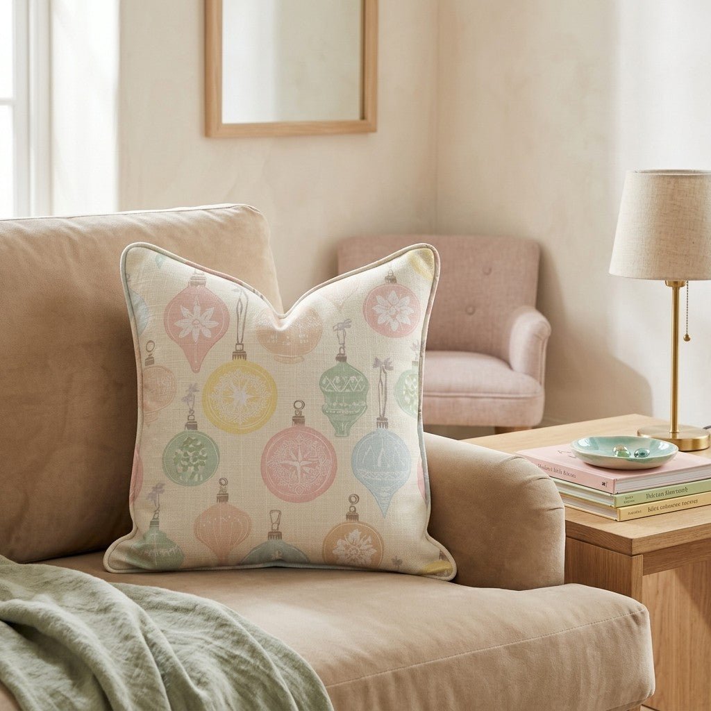 Vintage Pastel Ornaments Throw Pillow - Hillcroft Home