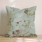 Vintage Pigs Throw Pillow - Hillcroft Home