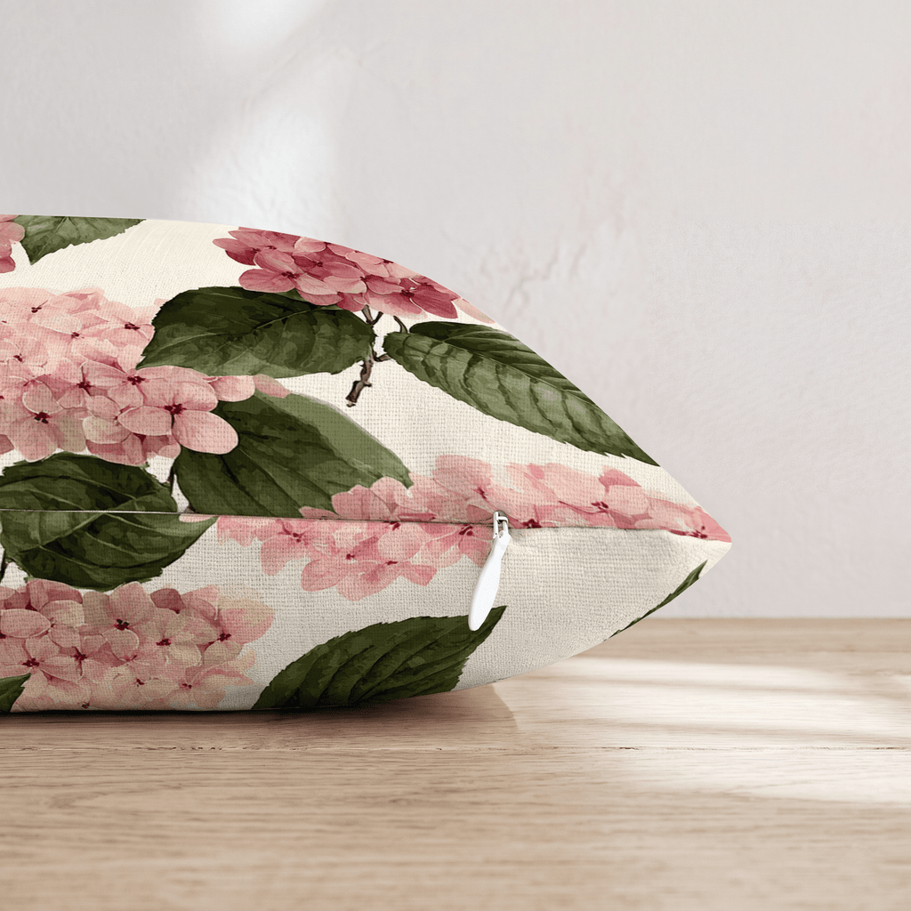 Vintage Pink Hydrangea Throw Pillow - Hillcroft Home