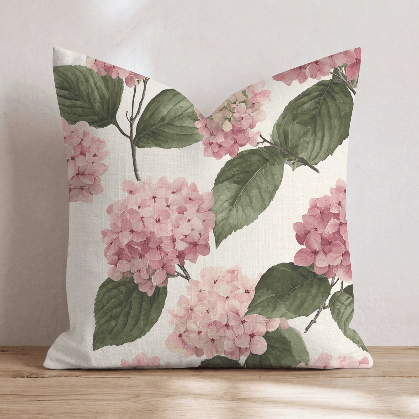 Vintage Pink Hydrangea Throw Pillow - Hillcroft Home