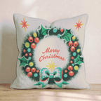 Vintage Plaid Berry Wreath Throw Pillow - Hillcroft Home
