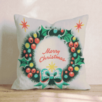Vintage Plaid Berry Wreath Throw Pillow - Hillcroft Home