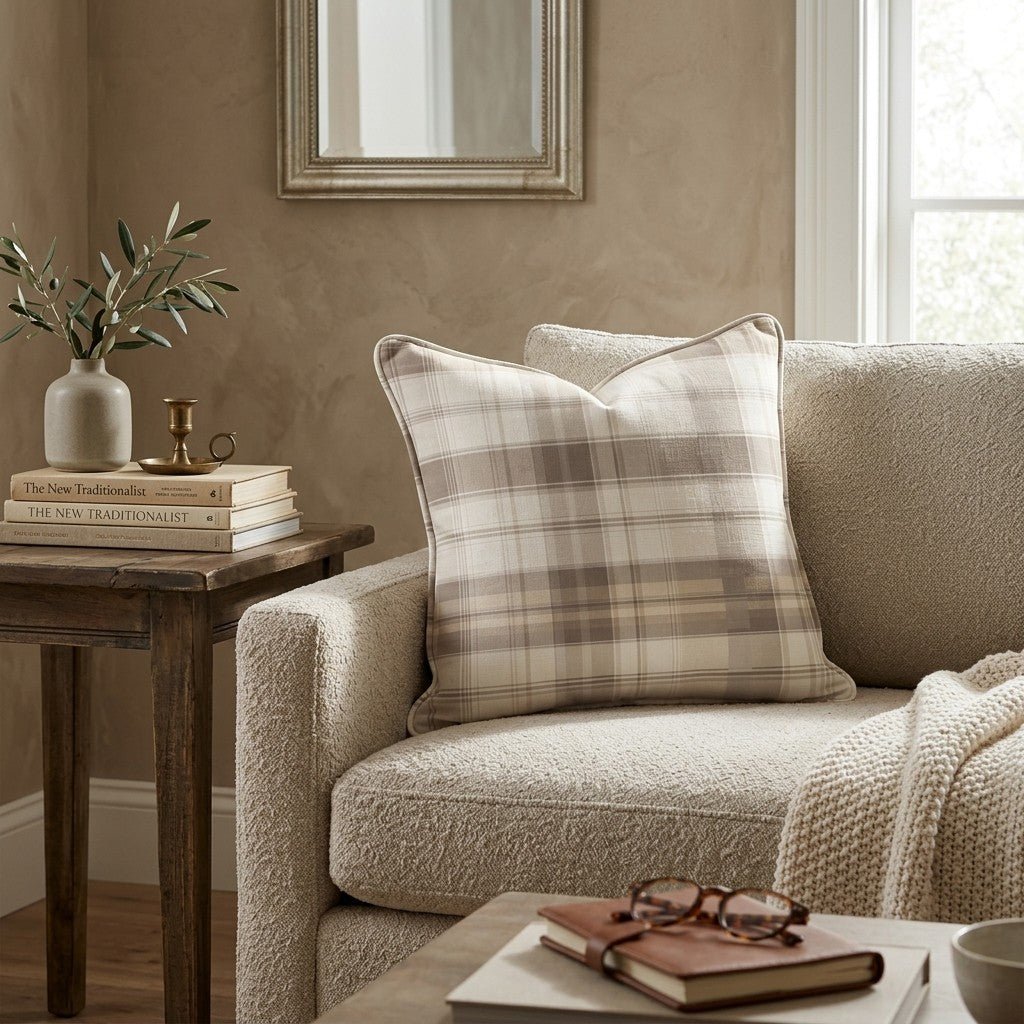 Vintage Plaid Throw Pillow - Hillcroft Home