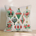 Vintage Poinsettia Ornaments Throw Pillow - Hillcroft Home