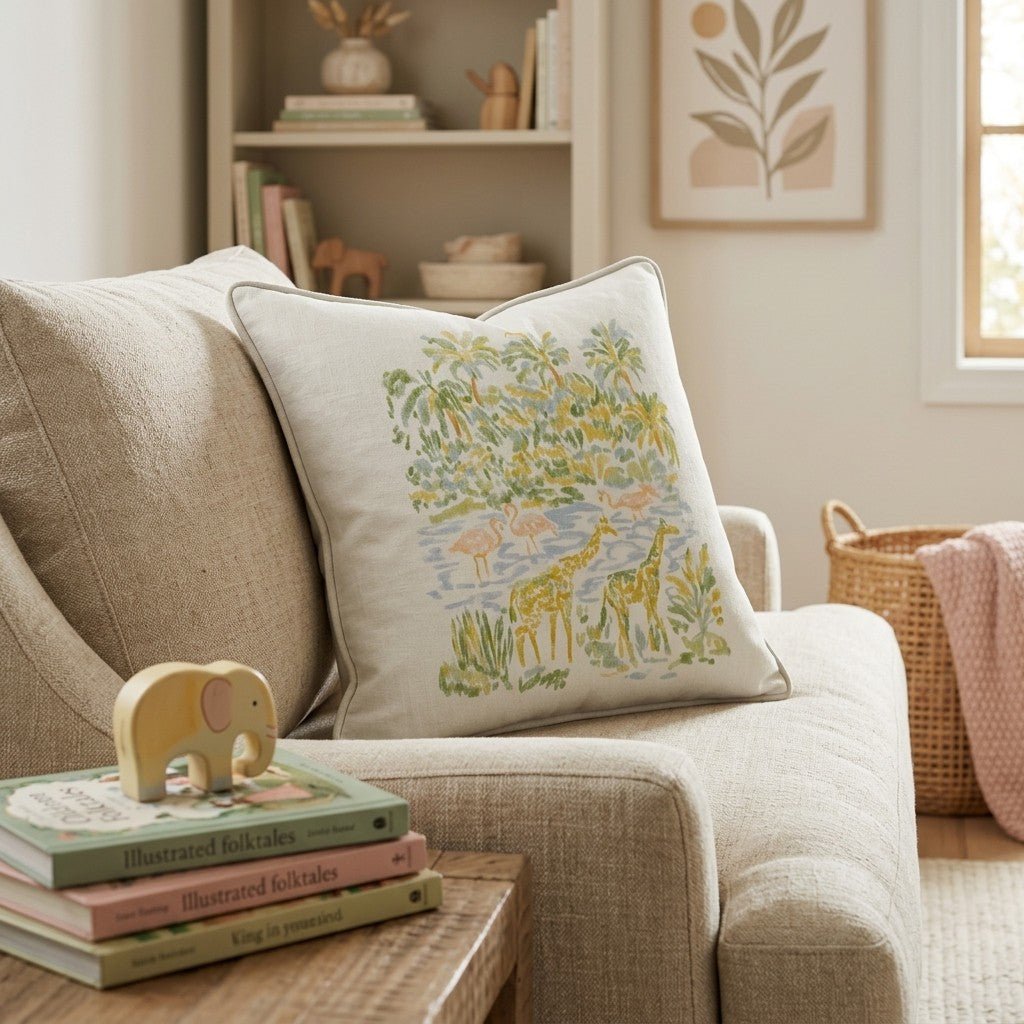 Vintage Safari Throw Pillow - Hillcroft Home