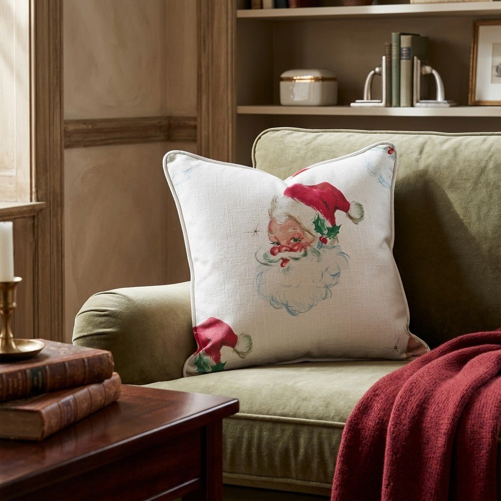 Vintage Santas Throw Pillow - Hillcroft Home