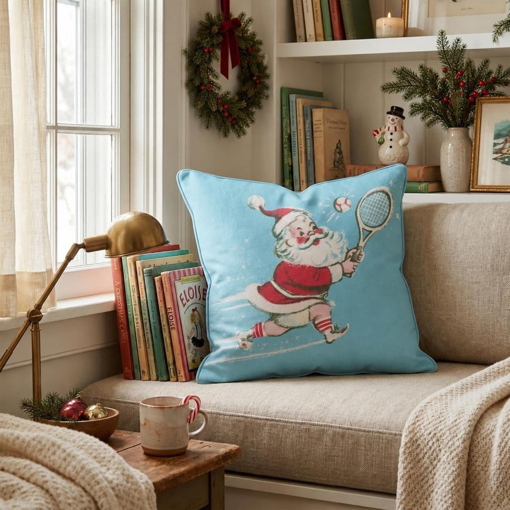 Vintage Tennis Smash Throw Pillow throw pillow - Hillcroft Home