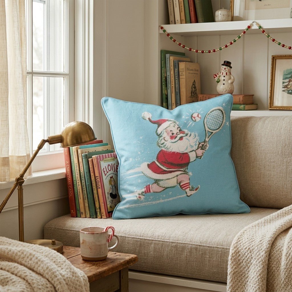 Vintage Tennis Smash Throw Pillow - Hillcroft Home
