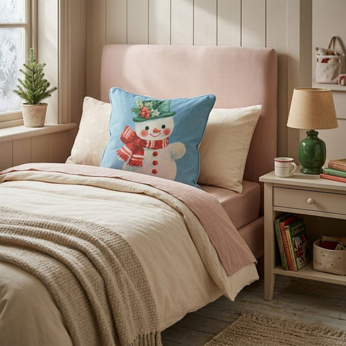 Vintage Top Hat Snowman Throw Pillow - Hillcroft Home