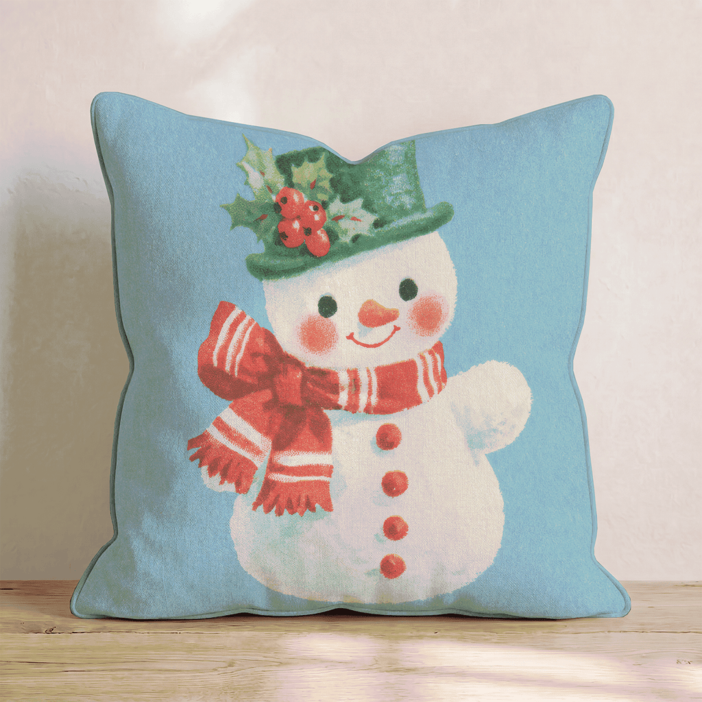 Vintage Top Hat Snowman Throw Pillow - Hillcroft Home