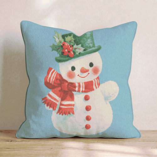 Vintage Top Hat Snowman Throw Pillow - Hillcroft Home
