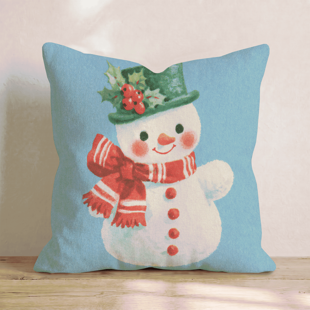 Vintage Top Hat Snowman Throw Pillow - Hillcroft Home