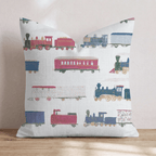 Vintage Toy Trains Throw Pillow - Hillcroft Home