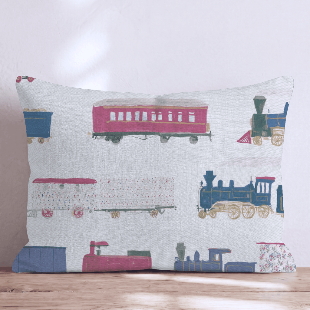 Vintage Toy Trains Throw Pillow - Hillcroft Home