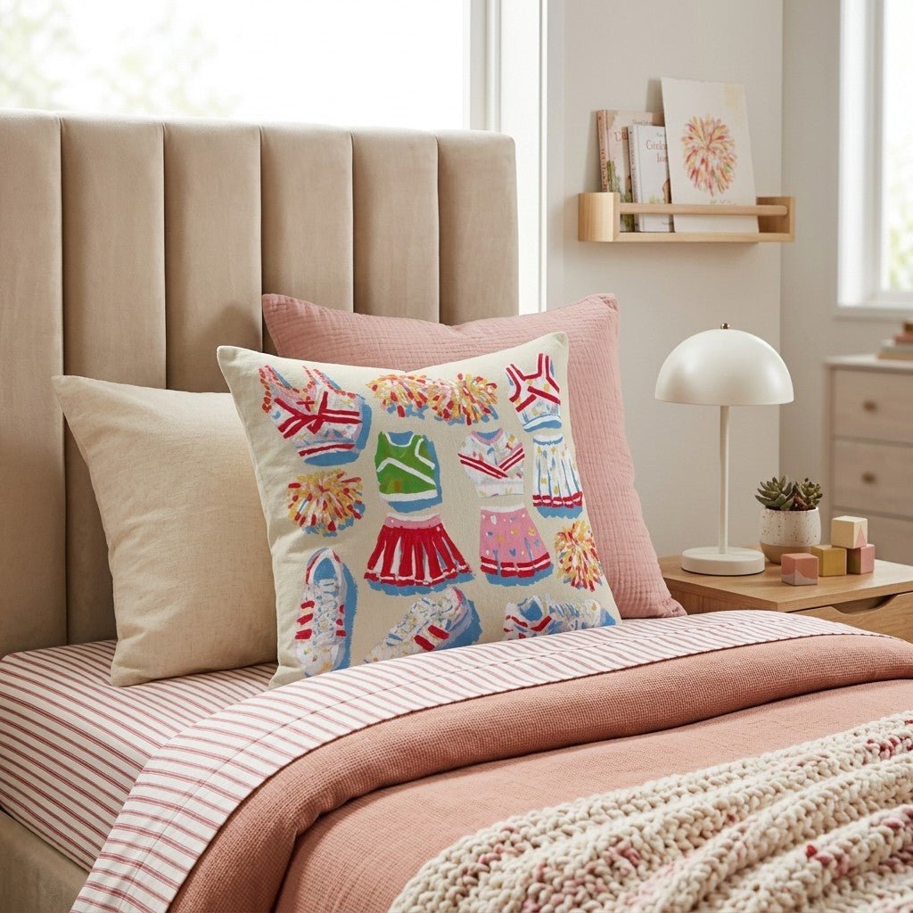 Vintage Varsity Throw Pillow - Hillcroft Home